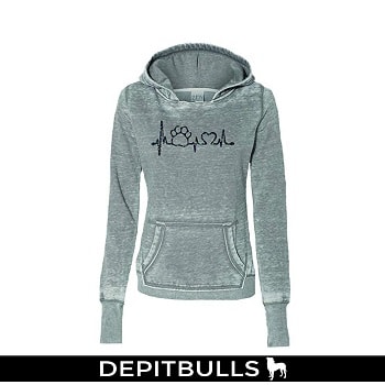 Paw Print Heartbeat Pet Rescue Ladies Fleece Pullover Hoody