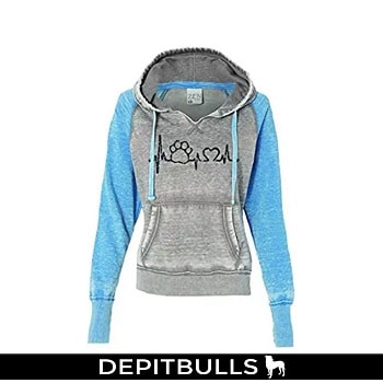 Paw Print Heartbeat Pet Rescue Ladies Contrast Fleece Hoody