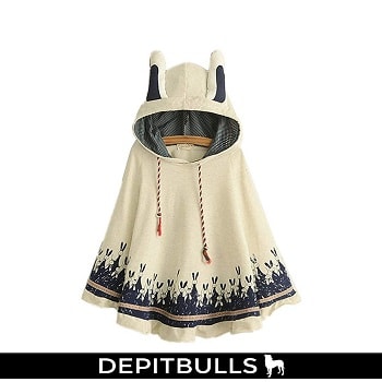 Capa con capucha con orejas, mezcla de algodón, para mujer