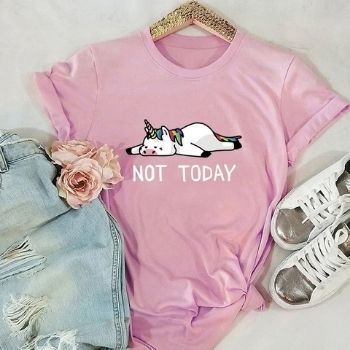 Camiseta de manga corta con dibujo de unicornio 100% algodón, camiseta informal suave para mujer, Top de talla grande para mujerCamisetas para Mujer DEPITBULLS