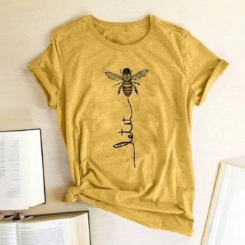 Hillbilly, camiseta de manga corta con diseño gráfico de abeja para Mujer, Camisetas de algodón y poliéster, Camisetas para Mujer, Verano 2020Camisetas para Mujer DEPITBULLS