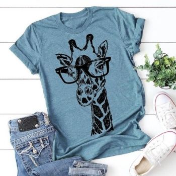 Verano dibujo de jirafa camisetas 2020 nuevo para las mujeres de dibujos animados casual camiseta señora manga corta tops camisetas camisa ropa femeninaCamisetas para Mujer DEPITBULLS