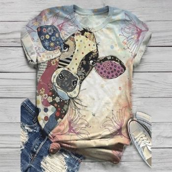 Camiseta de mujer de talla grande, de manga corta, con estampado de animales en 3d y cuello redondo, camiseta, camiseta, Blusas, camiseta de estilo HarajukuCamisetas para Mujer DEPITBULLS