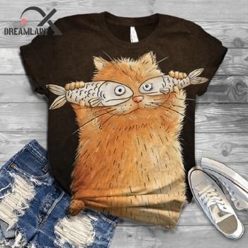 Camiseta de algodón Casual con estampado de gato de dibujos animados para mujer, camisetas de verano de manga corta, Camiseta de cuello redondo con estampado Animal para mujer, 2020Camisetas para Mujer DEPITBULLS