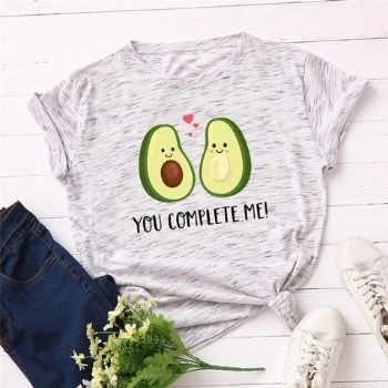 Camiseta de algodón de talla grande para mujer, camiseta de manga corta con estampado de aguacate, camiseta Vintage para mujer, harajuku Camiseta de cuello redondo, camisetas para mujerCamisetas para Mujer DEPITBULLS